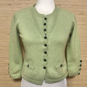 Green Button-Up Women's Cardigan